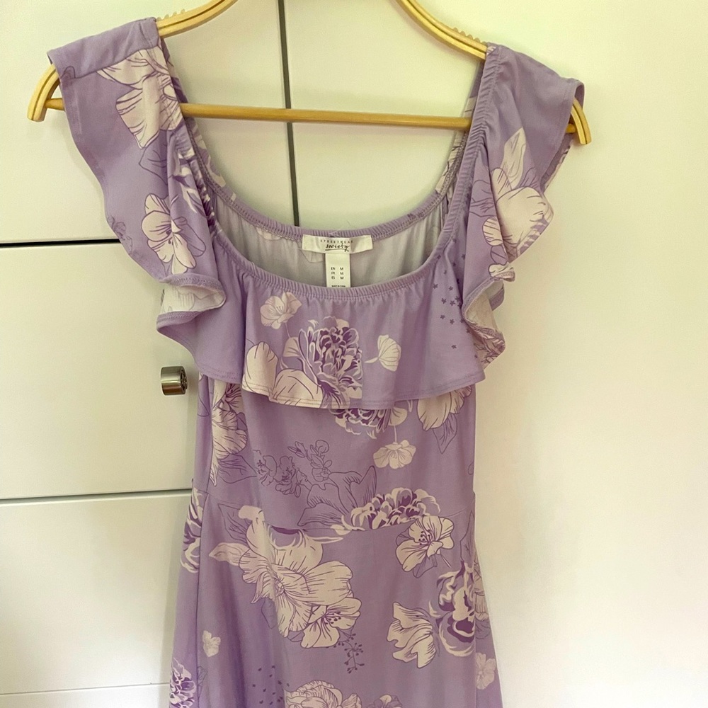 Purple Ruffle Off Shoulder Dress